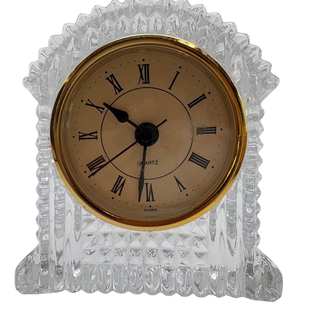 Vintage Imperial 24% Lead Crystal Quartz Mantel Clock AD 433 Tested & Working